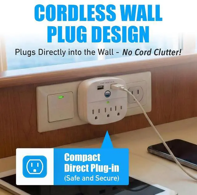 Alt view image 3 of 7 - Cruise Approved Power Strip - Non Surge Protector for Cruise Ship with 2 USB Outlets - Cruise Ship Essentials 2026 for Carnival, Princess, Norwegian, Holland America, MSC & Major Cruise Lines (White)