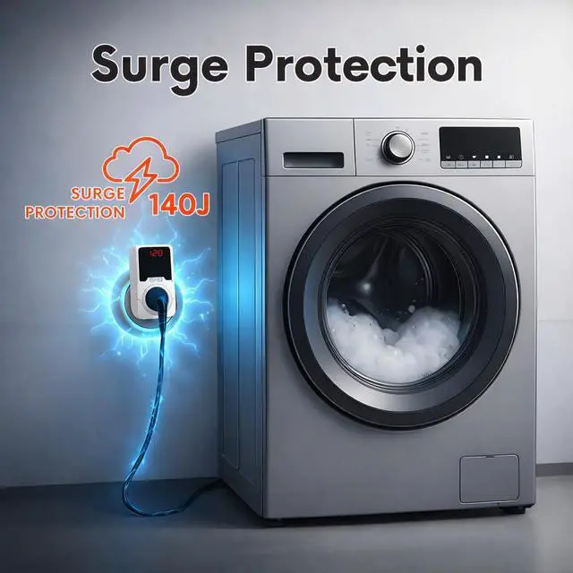 Alt view image 4 of 7 - BXST 140J Surge Protector Voltage Protector One Outlet Plug Surge Protector for Refrigerator/Air-Conditioner/Fridge, Home/Office/Travel Portable LED Display Screen, Adjustable,120V, 15A, 1800W