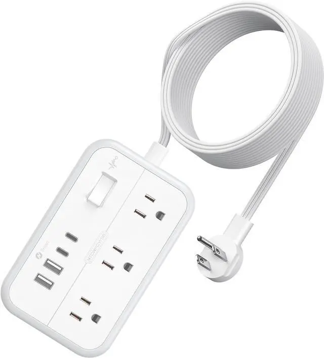 Main image of Power Strip 10 ft, Flat Plug Extension Cord with 6 Outlets 4 USB Ports, Outlet Extender Long Cord, Overload Protection, Extension Cord with Multiple Outlets for Indoor, Home, Office