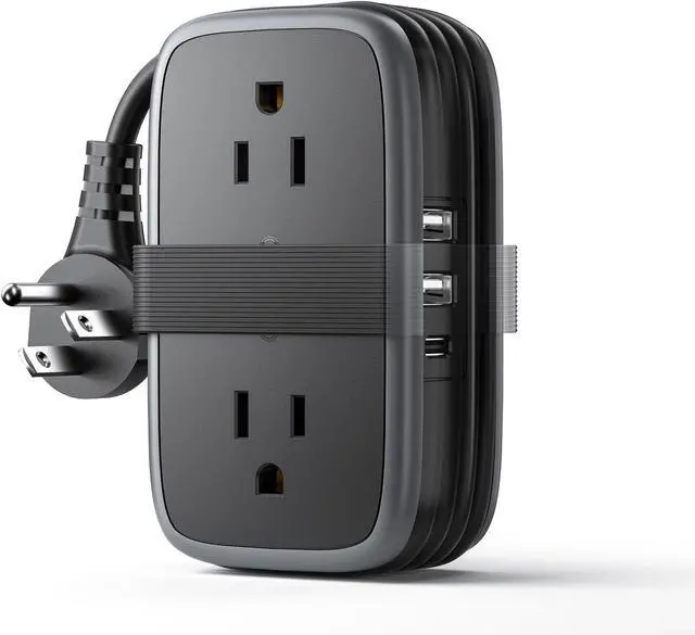 Main image of Travel Power Strip with USB Ports, NTONPOWER 4ft Flat Plug Wrapped Around Short Extension Cord with 4 Outlets 3 USB Ports, Compact for Cruise Travel Essential Hotel Home Office, Black