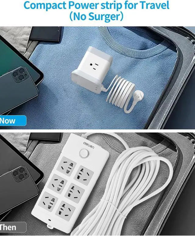 Alt view image 6 of 6 - FDTEK 2 Prong Power Strip USB C, 4 Outlets 3 USB 5 FT Extension Cord White | 2 Prong Desktop Charging Station Non Grounded Flat Plug Compact Size Ideal for Travel Hotel & Home Use ETL Listed