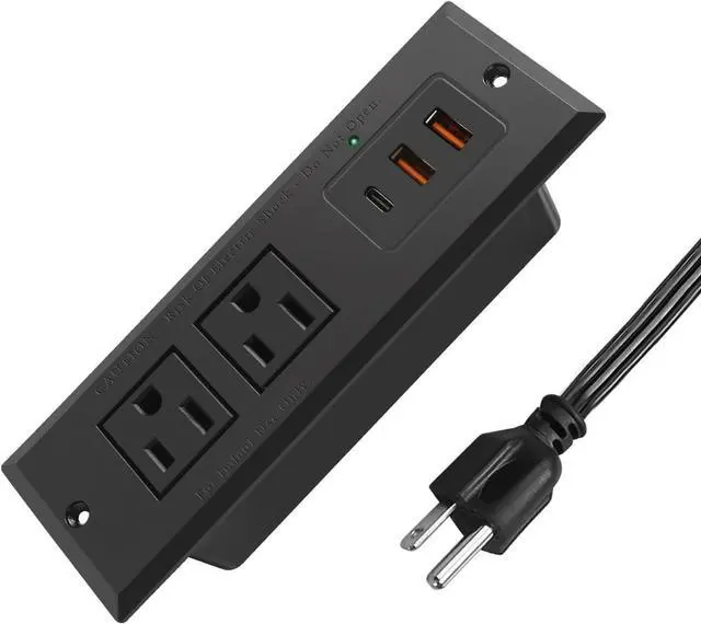 Main image of Recessed Power Strip with 20W USB-C Desktop Charge Station with 3 Fast Charging USB Ports Flush Mount Furniture Outlet for Conference Table Nightstand Cabinet, ETL Certified