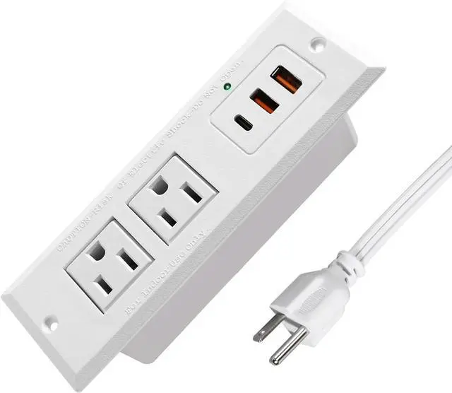 Main image of Recessed Power Strip with 20W USB-C Desktop Charge Station with 3 Fast Charging USB Ports Flush Mount Furniture Outlet for Conference Table Nightstand Cabinet, ETL Certified
