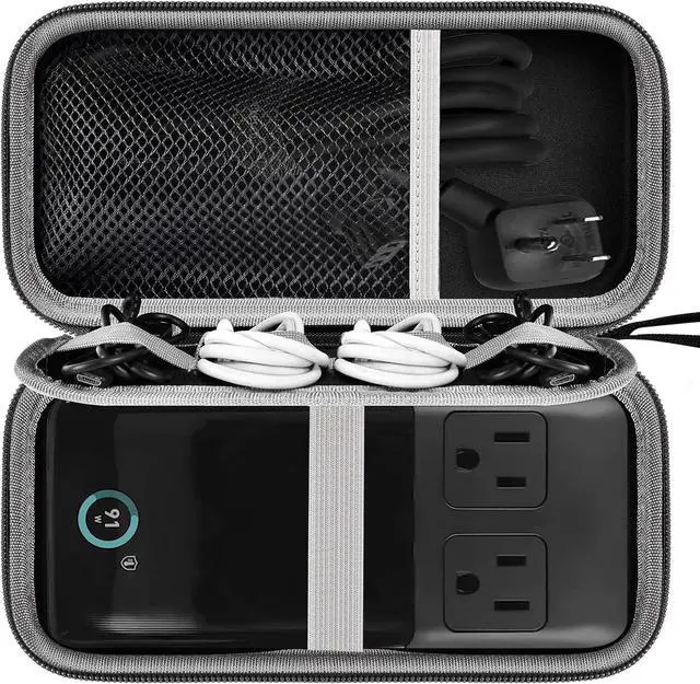 Main image of Comecase Travel Case for Anker 727/ Prime 6-in-1 USB C Charging Station | Hard Shell, Mesh Pocket and Elastic Cable Slots for Travelers, Business Trips, Camping and Remote Work, Box Only - Black