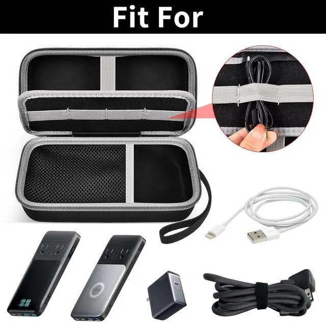 Alt view image 2 of 7 - Comecase Travel Case for Anker 727/ Prime 6-in-1 USB C Charging Station | Hard Shell, Mesh Pocket and Elastic Cable Slots for Travelers, Business Trips, Camping and Remote Work, Box Only - Black