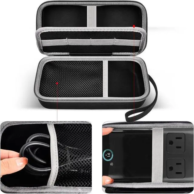 Alt view image 3 of 7 - Comecase Travel Case for Anker 727/ Prime 6-in-1 USB C Charging Station | Hard Shell, Mesh Pocket and Elastic Cable Slots for Travelers, Business Trips, Camping and Remote Work, Box Only - Black