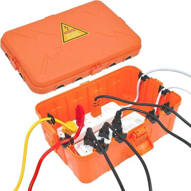 Main image of Hrensaw Large Outdoor Electrical Box(12.5x8.5x5inch),IP54 Waterproof Outdoor Outlet Covers,Weatherproof Extension Cord Covers Protect Outlet,Plug,Timer,Power Strip,Holiday Light,Orange