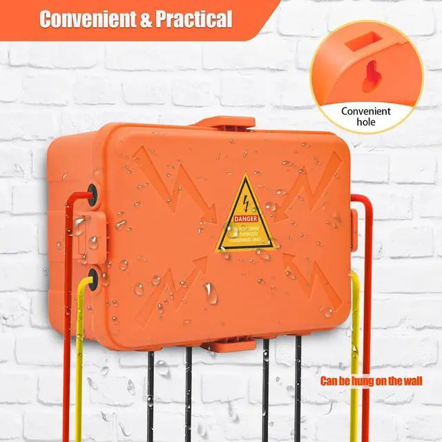 Alt view image 5 of 7 - Hrensaw Large Outdoor Electrical Box(12.5x8.5x5inch),IP54 Waterproof Outdoor Outlet Covers,Weatherproof Extension Cord Covers Protect Outlet,Plug,Timer,Power Strip,Holiday Light,Orange
