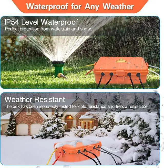 Alt view image 6 of 7 - Hrensaw Large Outdoor Electrical Box(12.5x8.5x5inch),IP54 Waterproof Outdoor Outlet Covers,Weatherproof Extension Cord Covers Protect Outlet,Plug,Timer,Power Strip,Holiday Light,Orange