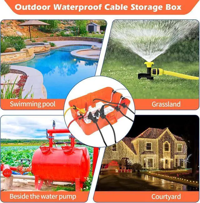 Alt view image 7 of 7 - Hrensaw Large Outdoor Electrical Box(12.5x8.5x5inch),IP54 Waterproof Outdoor Outlet Covers,Weatherproof Extension Cord Covers Protect Outlet,Plug,Timer,Power Strip,Holiday Light,Orange
