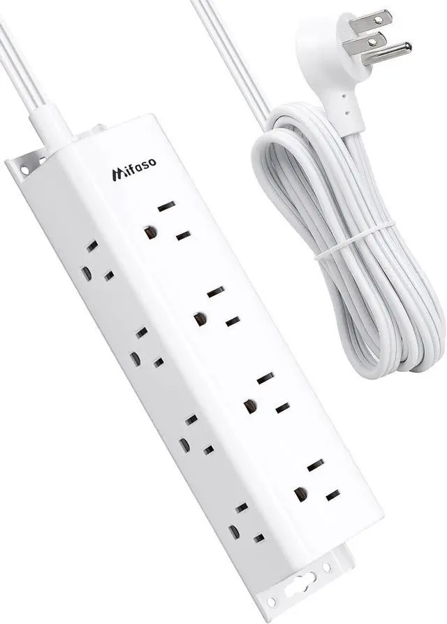 Main image of Surge Protector Power Strip, 12 Wide Spaced Multi Outlets, Wall Mount | 3 Side Outlet Extender with Extension Cord, Flat Plug, Overload Protection, Home Office Dorm Room Essentials (5FT, White)