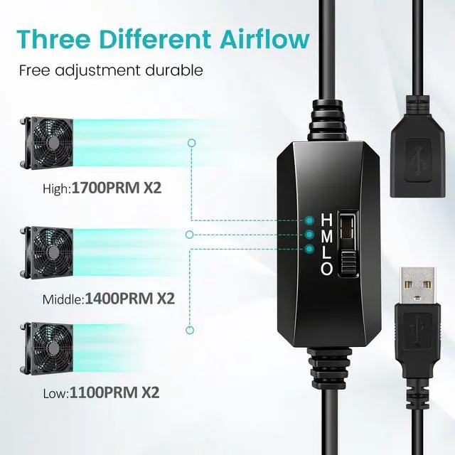 Alt view image 3 of 7 - Wathai 240mm Router Cooling Fan for Computer Cooler Small Box 5V USB | USB Powered Multi Speed Electronics Cooling Pad, Modem Receiver TV Box Amplifier Receiver Stand, Small Computer Fans
