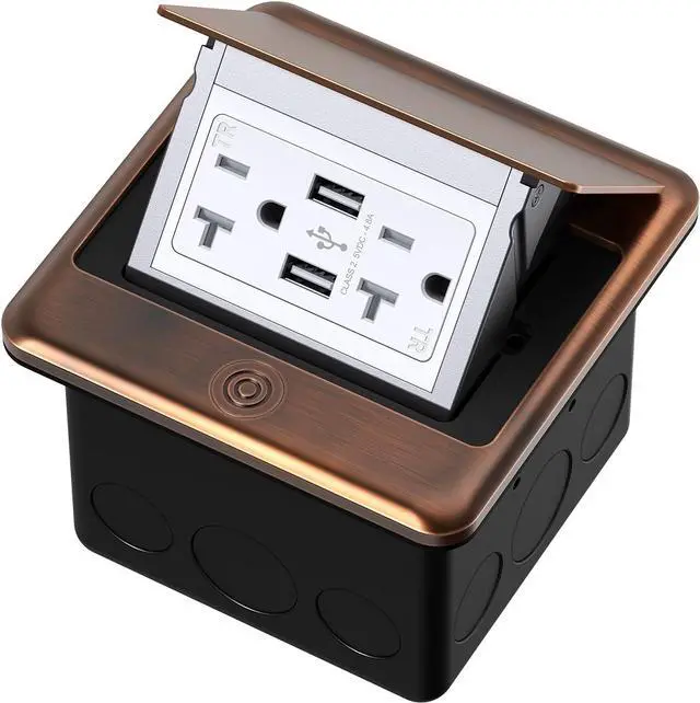 Main image of 4.8A USB Chargers Pop Up Floor Waterproof Electrical Outlet Receptacle Stainless Steel Box, (Bronze)