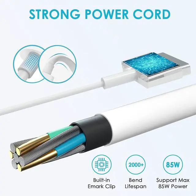 Alt view image 2 of 7 - NSPENCM 85W Mac Book Pro Charger, Replacement AC 85w 2T-Tip Connector Power Adapter,Laptop Charger Compatible with MacBook pro & Mac Book Pro 13 inch-15 inch Retina After Mid 2012