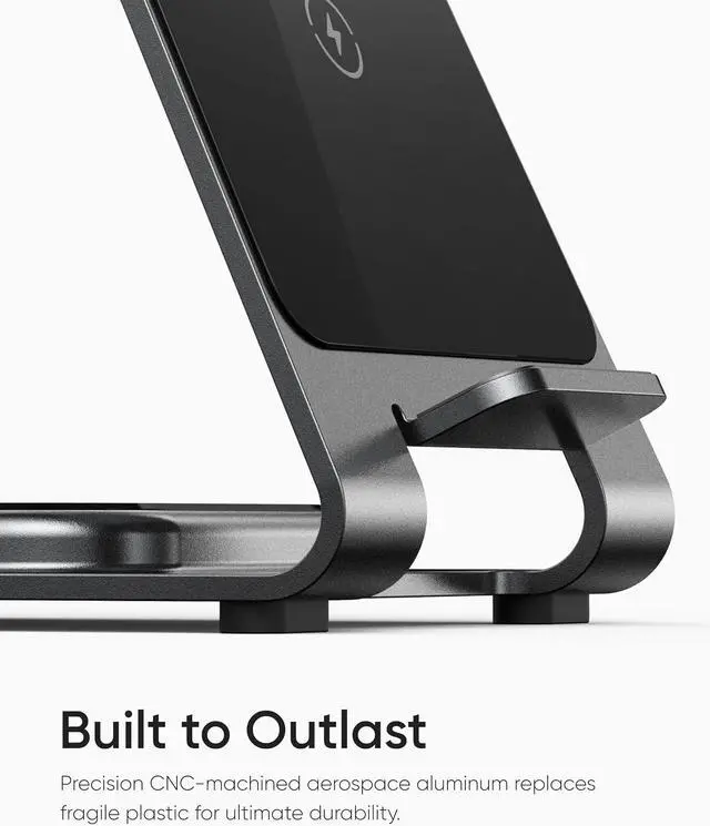 Alt view image 3 of 7 - Intoval Aluminum 3 in 1 Wireless Charging Station for iPhone 17 16 15 14 13 12 11 Pro Max XR, Wireless Charger for Apple Watch 11 10 9 8 7 Ultra SE 3 2, Phone Charger for AirPods 4 Pro 2 3 (Pink)