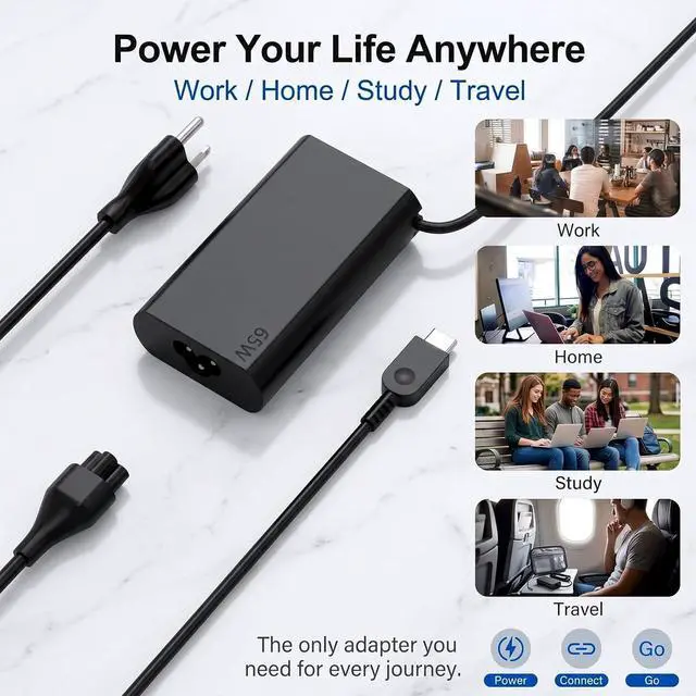 Alt view image 6 of 7 - 2026 AI Laptop 65W USB C Charger Compatible with Lenovo Thinkpad X1