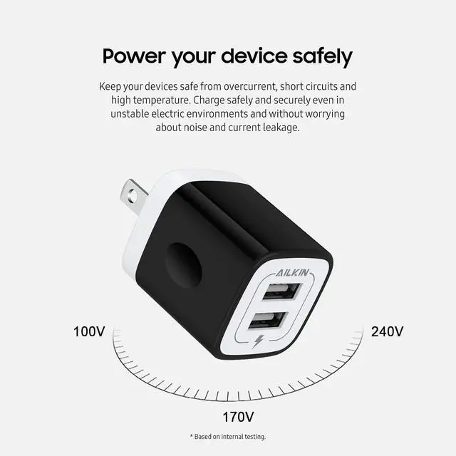 Alt view image 4 of 7 - USB Wall Plug, Multi USBA AC Power Charger Adapter USB-A Block Cube iPhone | iPad, Samsung, Google Pixel, LG, Camera Phones & Tablets Charge Multiple USB Plug Station Base