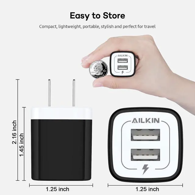 Alt view image 5 of 7 - USB Wall Plug, Multi USBA AC Power Charger Adapter USB-A Block Cube iPhone | iPad, Samsung, Google Pixel, LG, Camera Phones & Tablets Charge Multiple USB Plug Station Base