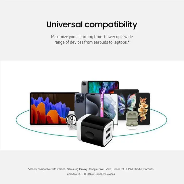 Alt view image 7 of 7 - USB Wall Plug, Multi USBA AC Power Charger Adapter USB-A Block Cube iPhone | iPad, Samsung, Google Pixel, LG, Camera Phones & Tablets Charge Multiple USB Plug Station Base