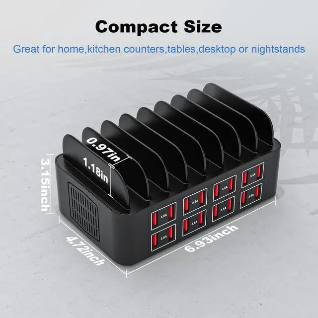 Alt view image 6 of 6 - Charging Station for Multiple Devices,Cinlinso 150W/35A 16 Port USB Charging Station,Multi Device Fast Charger Organizer Compatible with iPad,Tablet,Kindle Cell Phone and Other Electronic
