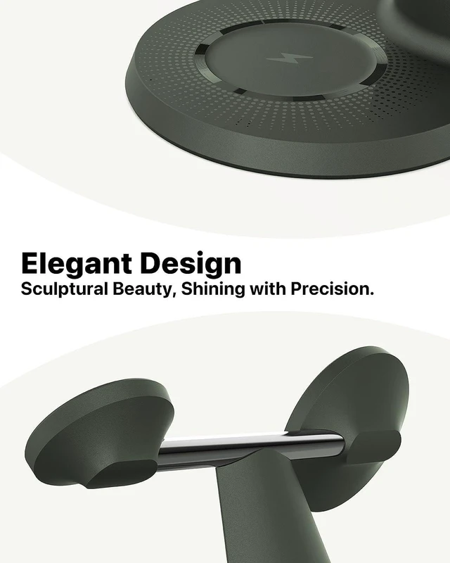 Alt view image 5 of 7 - 3 in 1 Wireless Charging Station for Apple Devices with MagSafe | Charging for iPhone 17/Air/16/15/14/13, AirPods, Apple Watch, Weighted Stable Charging Stand, USB-C Adapter Included