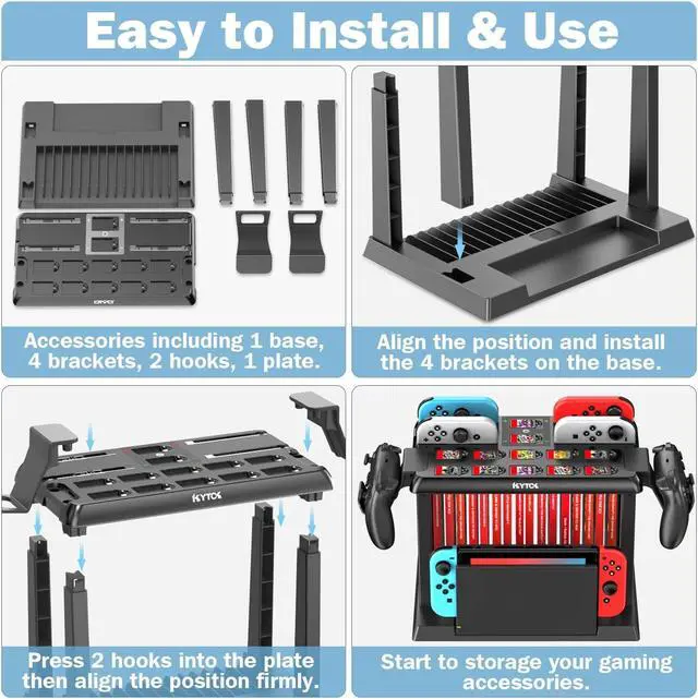 Alt view image 5 of 6 - Switch Organizer Station with Controller Charger, Charging Dock for Nintendo Switch & OLED Joycons, Storage for Games, TV Dock, Pro Controller, Accessory Kits