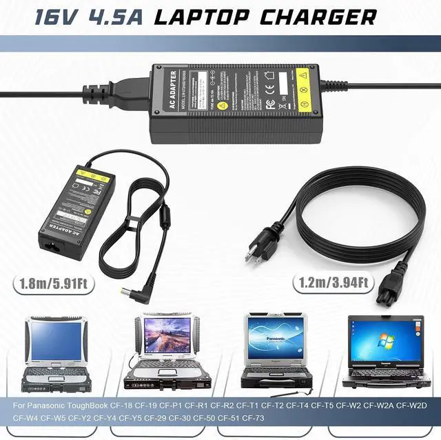 Alt view image 7 of 7 - Charger for Panasonic Toughbook CF-18 CF-29 CF-30 CF-50 CF-51 CF-73