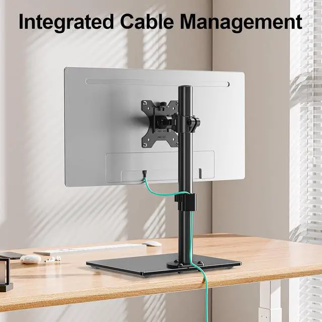 Alt view image 5 of 7 - MOUNT PRO Single Monitor Stand Fits Max 32 inch Screen, Free-Standing Computer Desk Stand, Display Mount with Height Adjustable, Swivel, Tilt, Rotation, VESA Monitor Stand 100x100