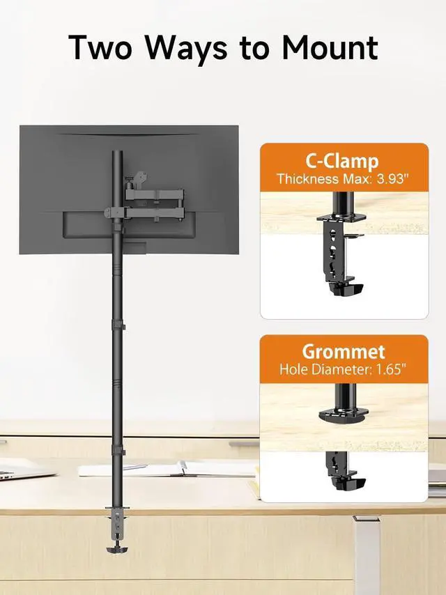Alt view image 6 of 7 - Monitor Mount Single Fully Adjustable Arm Monitor Arm Fits One Screen 13-32 inch 22lbs for Computer Screen 13 15 17 19 20 22 23 24 26 27 30 32 inch VESA 75 100 (MD71221)