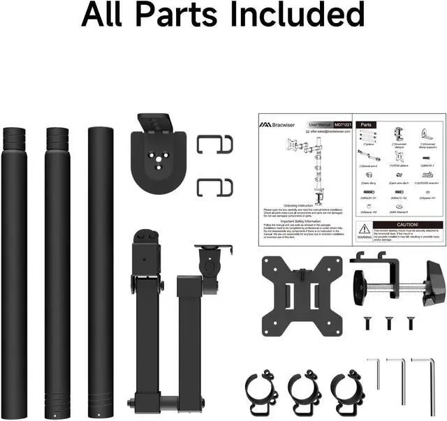 Alt view image 7 of 7 - Monitor Mount Single Fully Adjustable Arm Monitor Arm Fits One Screen 13-32 inch 22lbs for Computer Screen 13 15 17 19 20 22 23 24 26 27 30 32 inch VESA 75 100 (MD71221)