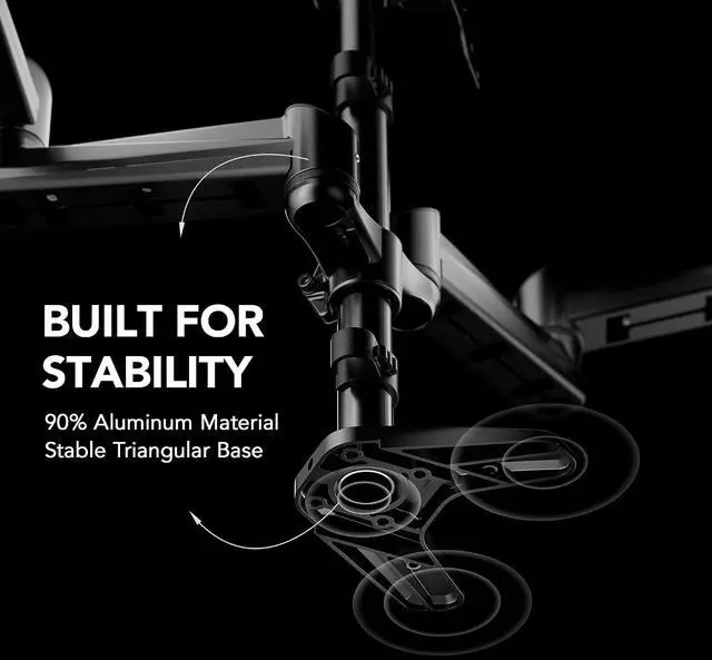 Alt view image 4 of 7 - HUANUO Triple Monitor Mount for 17 to 32 inch Screens, Adjustment Gaming Triple Monitor Stand with Swivel, Tilt, Rotation, Clamp & Grommet Kit