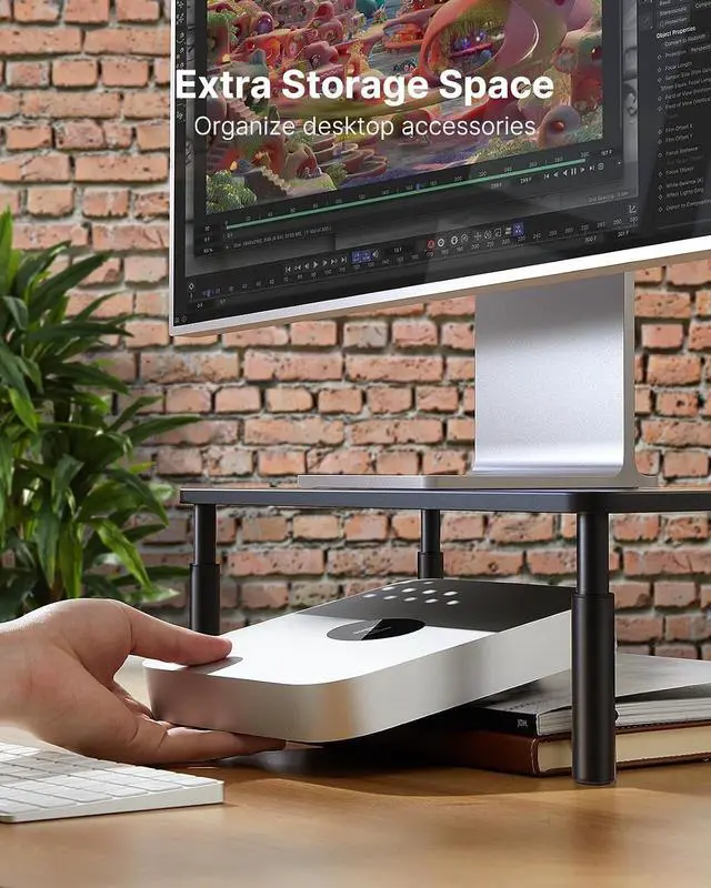 Alt view image 5 of 7 - HUANUO Monitor Stand, Monitor Stand Riser 3 Height Adjustable, Monitor Riser with Airflow Vents, Laptop Stand for Desk, Laptop Riser, Desk Organizer for Monitor, Laptop, PC, Printer