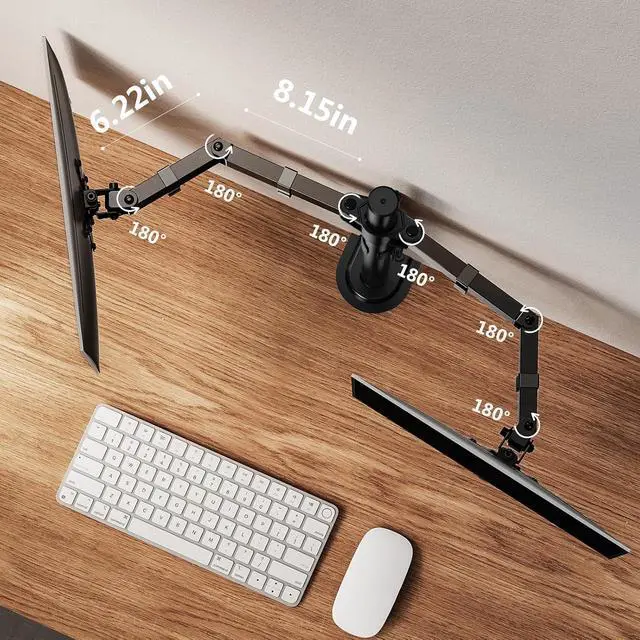 Alt view image 6 of 7 - ErGear Dual Monitor Stand, Heavy Duty Adjustable Monitor Desk Mount for 2 Screens up to 32 Inches, Fully Adjustable Height, Tilt, Swivel, Rotate, Supports 17.6 lbs per Monitor Arm, Easy Installation