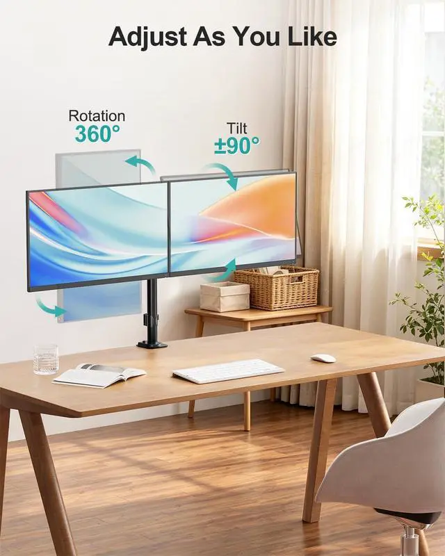 Alt view image 3 of 7 - MOUNT PRO Dual Monitor Mount Fits 13-32 Inch/17.6lbs LCD Screen, Computer Monitor Desk Mount, Articulating Monitor Arm, Height Adjustable Display Stand for 2 Monitors, VESA Mount 75x75/100x100mm