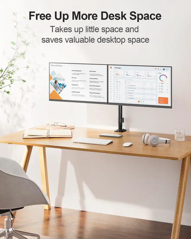 Alt view image 7 of 7 - MOUNT PRO Dual Monitor Mount Fits 13-32 Inch/17.6lbs LCD Screen, Computer Monitor Desk Mount, Articulating Monitor Arm, Height Adjustable Display Stand for 2 Monitors, VESA Mount 75x75/100x100mm