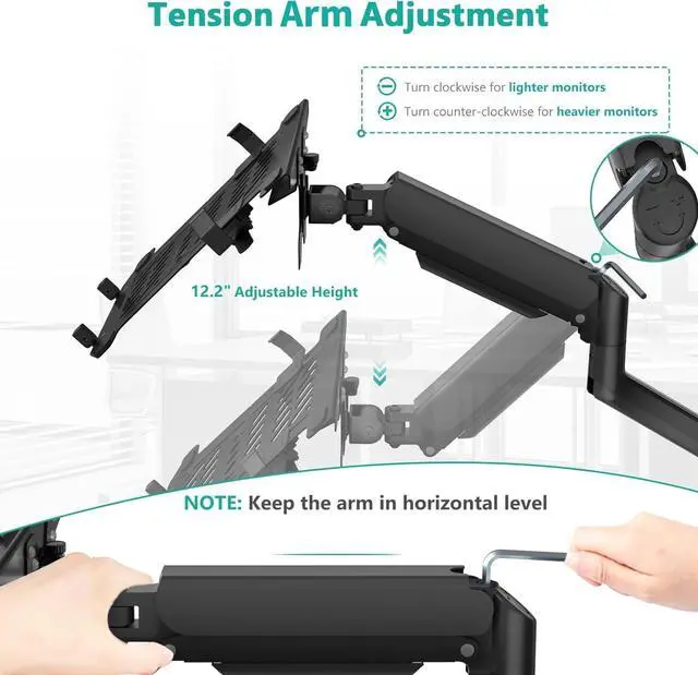 Alt view image 6 of 7 - WALI Laptop Wall Mount for 17" Notebook and Up to 32" Screen | Full Motion Adjustable Monitor Wall Arm with Laptop Tray, VESA 75x75/100x100mm, Up to 15.4-22 Lbs (GSWM001LP), Black