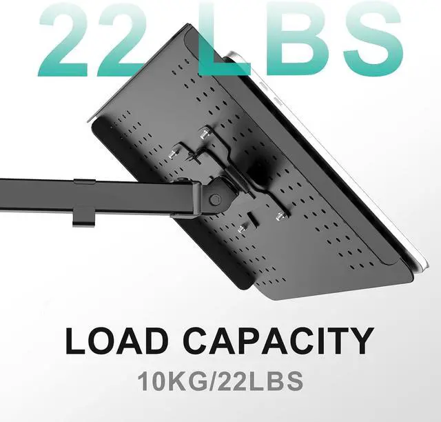 Alt view image 5 of 7 - WALI Laptop and Monitor Stand for 17" Notebook and 27" Screen | Fully Adjustable Monitor Arm with Laptop Tray, VESA 75x75 100x100mm, Holds up to 22 lbs, Black (M001LP)