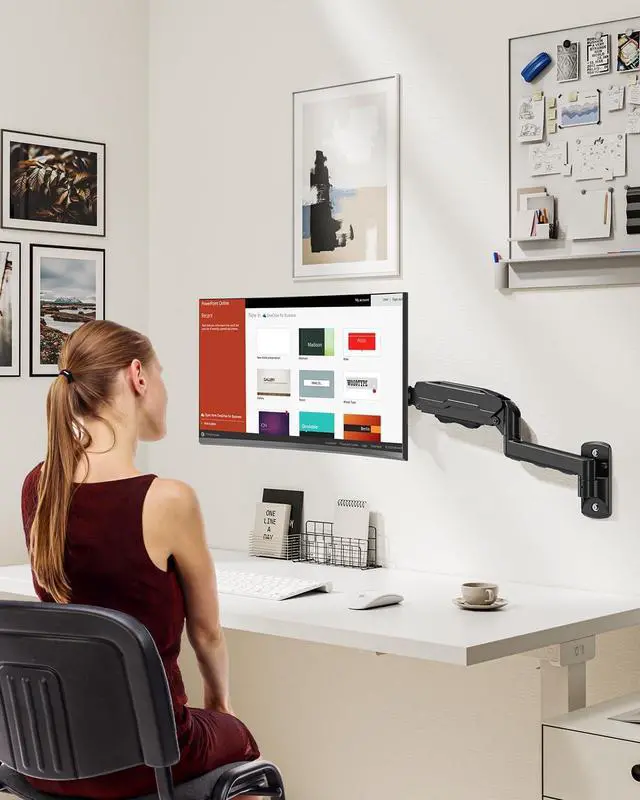 Alt view image 7 of 7 - MOUNT PRO Single Monitor Wall Mount for 13 to 32 Inch Computer Screens, Height Adjustable Wall Mount Monitor Arm Holds Up to 19.8lbs, Full Motion Wall Bracket, VESA Mount 75x75, 100x100, Black