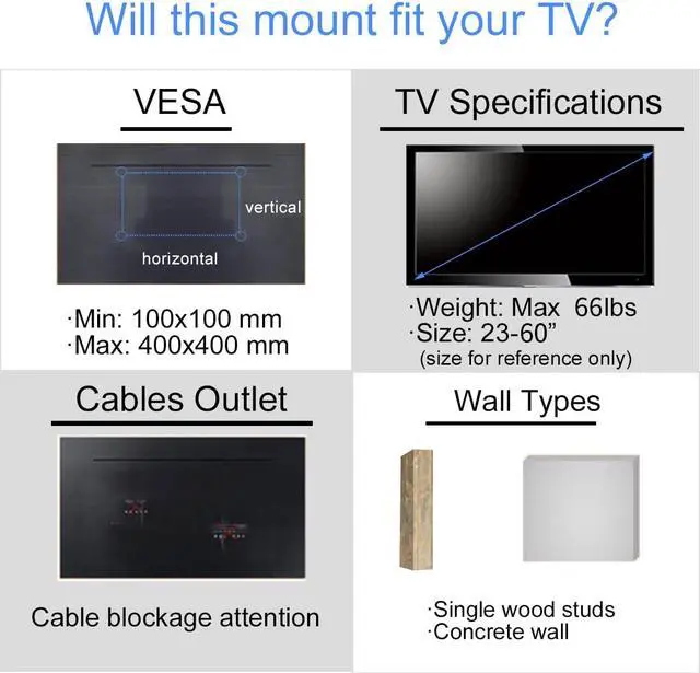 Alt view image 4 of 7 - Suptek TV Wall Mount Swivel and Tilt Full Motion for Most 23 to 60 inch TV Mount up to 66lbs max VESA 400x400mm (A1+)