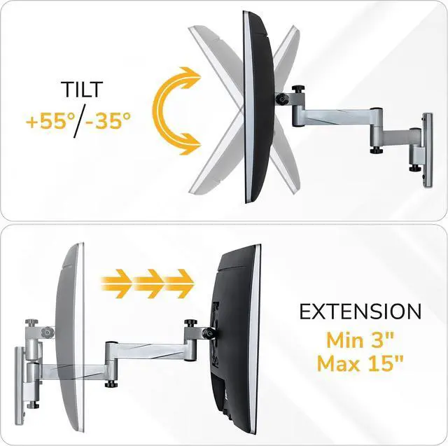 Alt view image 4 of 7 - Mount-It! Lockable RV TV Mount for Camper, Trailer, Motorhome, Truck & Boat, Full Motion, Quick Release, Rust-Resistant Aluminum, Dual Wall Plates for Indoor & Outdoor, 19-43 TVs, 33 lbs, VESA 200x200