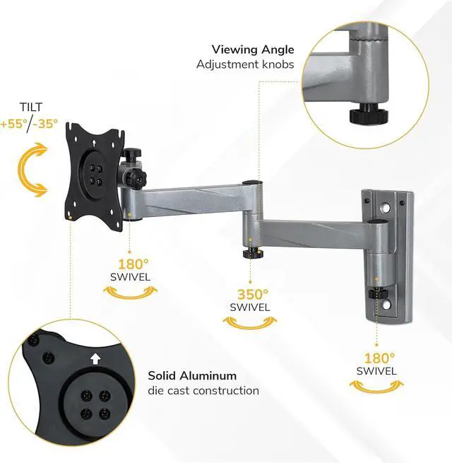 Alt view image 5 of 7 - Mount-It! Lockable RV TV Mount for Camper, Trailer, Motorhome, Truck & Boat, Full Motion, Quick Release, Rust-Resistant Aluminum, Dual Wall Plates for Indoor & Outdoor, 19-43 TVs, 33 lbs, VESA 200x200