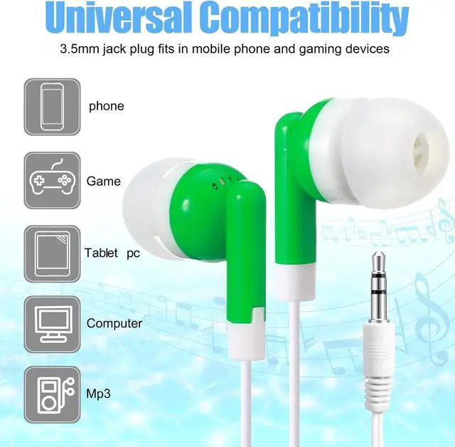 Alt view image 2 of 6 - Konohan 100 Pack Wired Earbuds Bulk, Multicolor 3.5mm Jack Earphones for Students, Classroom Headphones for School, Library, Museum, Testing, Laptop, Tablet(Multicolor)