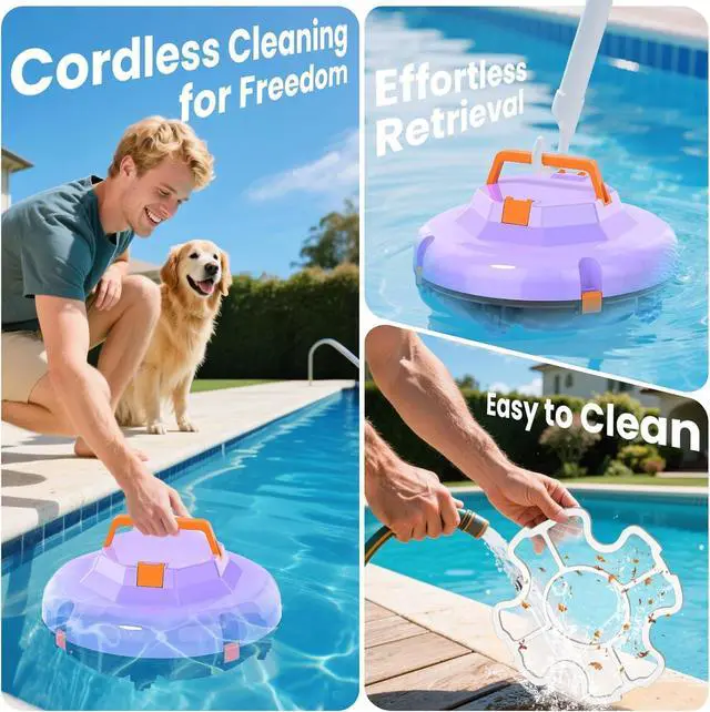 Alt view image 5 of 6 - 2026 Cordless Robotic Pool Cleaner - 120 Mins Automatic Pool Vacuum for Above Ground Pool & In - Ground Flat Pools up to 1000 Sq.Ft, Robot Pool Cleaner with Self - Parking Tech