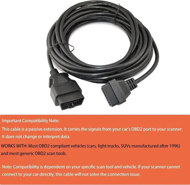 Alt view image 4 of 4 - iKKEGOL 33 Feet/10 M OBD2 OBDII 16 Pin Car Male to Female Extension Cable Diagnostic Extender