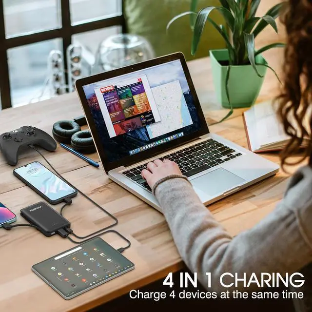 Alt view image 4 of 7 - Slim Portable Charger 5000mAh - Compact Mini Small Power Bank Built-in Cable Cute Mobile Cell Phone External Battery Pack 5V 2.1A USB-C Compatible with iPhones 6/7/8/X/XS/XR/11/12/13/14 Airpods