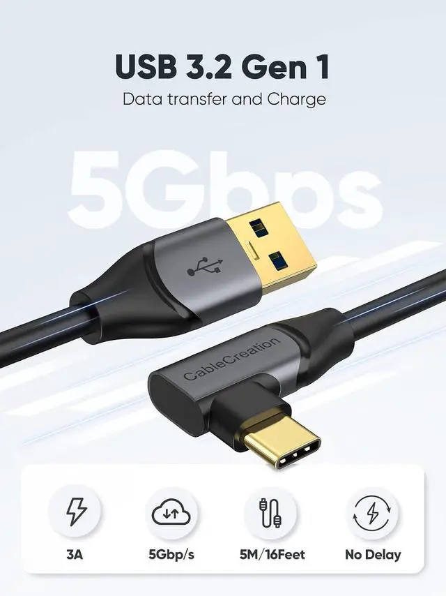 Alt view image 3 of 7 - CableCreation 16-Feet USB to USB-C 3.1 Cable, VR Headset Accessory,5 Gbps | USB to USB C 3.1 Link Cable Compatible with Meta Quest Pro/Quest3/Quest2/Pico4, Highly Speed ,5 Meters