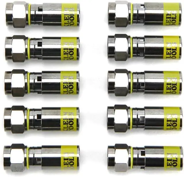 Alt view image 6 of 7 - Klein Tools VDV812-606 F-Connector for RG6/6Q Coaxial Cable, Universal Compression Connectors, Male, Professional Grade, 10-Pack