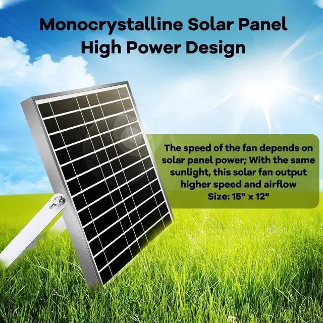 Alt view image 3 of 7 - Solar Powered Fan, Solar Fan for Shed, Chicken Coop, Greenhouse, Outside with Two IPX7 Waterproof 5In Fans 13Ft On/Off Switch Cable Exhaust Intake Mounting Way and Installation Kits
