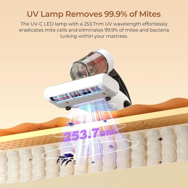 Alt view image 4 of 7 - JIGOO J200 Improve Sleep Mattress Vacuum Cleaner Uv Sanitizing, Deep Cleaning Bed Vacuum Non-Destructive Fabrics, 99.9% Effective Filtration for Allergy Sufferers