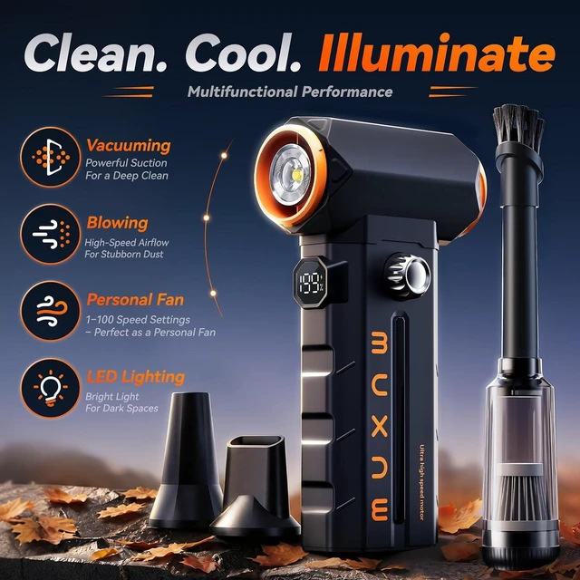 Alt view image 2 of 7 - 2-in-1 Compressed Air Duster & Vacuum Electric Air Blower